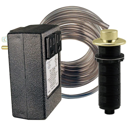 Westbrass Raised Button Disposal Air Switch & Dual Outlet Control Box in Polished Brass ASB-2RB3-01